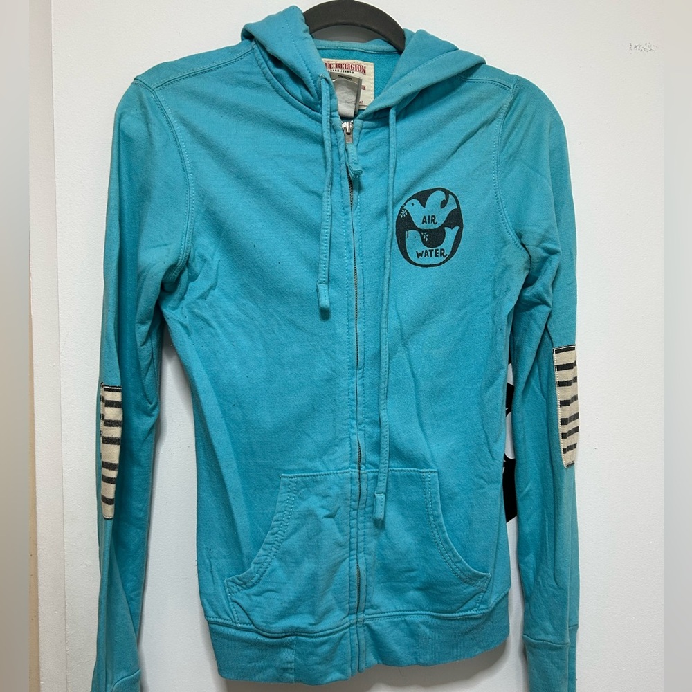 True Religion Women’s Blue Zip-Up Hoodie